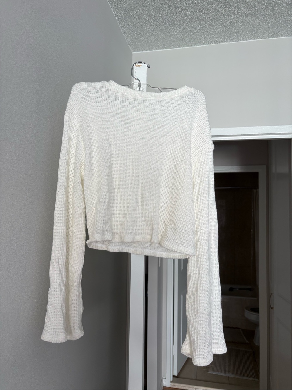 Urban Renewal Cream Waffle-Knit Scoop Neck Sweater